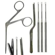 ENT Forceps Set with Loop Curettes (5pc Kit) Nose+Ear Foreign Object Extraction
