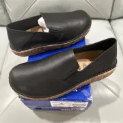 Birkenstock Callan 43 Black New In Box, Black Leather Vintage Wood Color Cork