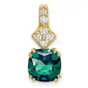14K Yellow Gold Lab Grown Real Diamond u0026 Created Alexandrite Pendant