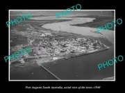 OLD POSTCARD SIZE PHOTO PORT AUGUSTA SOUTH AUSTRALIA AERIAL VIEW OF TOWN c1940