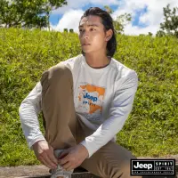 在飛比找momo購物網優惠-【JEEP】男裝 地圖印花休閒長袖T恤(白色)