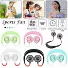 Portable Neck Hanging Fan Sport Lazy Dual Cooling Neckband USB Rechargeable VH