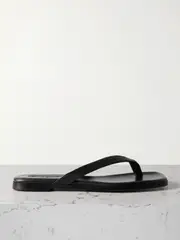 [Emme Parsons] Emme Parsons - Meta Leather Flip Flops - Black - IT42 IT 42 Black