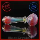 4" Handmade Thick Mini Red Color Changing Tobacco Smoking Bowl Spoon Glass Pipes