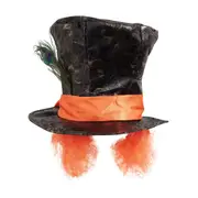 Bristol Novelty Mad Hatter Alice In Wonderland Style Hat With Orange Hair Bh520