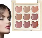 Lip Gloss Palette - 9 Colors Women Lip Makeup Gloss,Matte Cosmetics Versatile Shades High Pigment for Dating, Gathering, Commuting, School