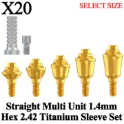 20pcs Dental Straight Multi Unit 1.4mm Hex 2.42 Titanium Sleeve Set Prosthetic