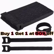 50-100pcs Cable Straps Wire Cord Hook Loop Ties Reusable Fastening Organizer Lot