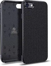 ONES Ultra-Slim Case for iPhone SE3 SE2 SE / 8/7 · Carbon Fiber Texture [Fingerprint Prevention][Camera ＆ Screen Protection][Impact Absorption][Non-Slip] · Lightweight Thin Cover Black