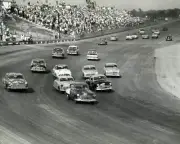 Fonty Flock an Oldsmobile leads Ford Fireball Roberts Hudsons Tim - Old Photo