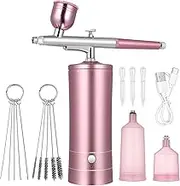 1Set Cordless Airbrush Kit with Compressor Portable Nail Airbrush Machine Electric Airbrush Paint for Nail Art Model Painting Makeup More Includes Cleaning Brushes
