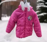 Disney Princesses Hot Pink w/Faux Fur Puffer Hooded Coat-Size 7/8-NEW-NWT K-Mart