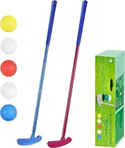 Wassteel Kids Golf Clubs-6063 Aluminum Alloy Left Handed Putter for Children, Indoor/Outdoor Two - Mini Golf Putters for Kids 5-9, and 5 Plastic Golf Balls