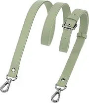 [uxcell] Genuine Leather Purse Strap, 41.7"-51.2" Adjustable Crossbody Replacement Straps 0.7" Width for Women Handbags Shoulder Bag (Lake Green, Black Buckle)