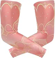 [voucong] Scallop Rose Gold Compression Arm Sleeve (1 Pair), UV Sun Protection Compression Sleeve for Women Women Sun & UV Protection, M, Scallop Rose Gold