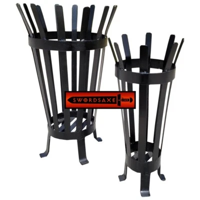 Forged Iron Fire Pit Brazier Basket Wood Storage Stand Fireplace Camping Outdoor
