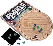 SHICANGSHIYE 11.8-Inch Patented Farkle Dice Tray with Scoring Pegs, Pearl Dice, and Printed Rules – Classic Dice Game Set with Scoring Holes for Easy Progress Tracking