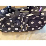 New with Tags Rockland Soft-sided rolling duffle bag, black and white polka dot