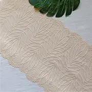 Lace Ribbon，Lace Trim， lace Ribbon Elastic Lace Trims for Sewing Underwear Accessories, Beige Lace Mesh Fabric - 7" 1 Yard Ribbon Trims