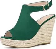 [Allegra K] Women's Peep Toe Slingback Platform Espadrilles Wedge Sandals