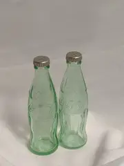 Tablecraft COCA COLA COKE Green Glass Soda Bottle Salt Pepper Shakers Set 1oz.