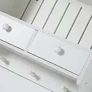 White Wall Mounted Cupboards Shelves Bathroom Cabinet Kitchen Storage Display Unit with 3 Hooks and 2 Drawers