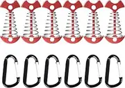 TRIWONDER 6pcs Deck Plank Board Tent Stakes Aluminum Spring Anchor Fishbone Guyline Cord Adjuster Tent Pegs with Carabiners for Outdoor Camping Hiking