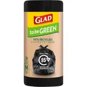 Medium 27L, 28 Count Glad To Be Green 95% Recycled Kitchen Tidy Bags with Wavetop Tie