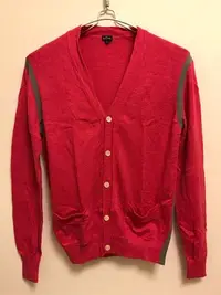 在飛比找Yahoo!奇摩拍賣優惠-已售出 Paul Smith 桃紅棉麻 開襟外套 針織外套 