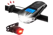 Back Bicycle Speedometer Bike Light Odometer USB Rechargeable Bicycle Headlight and Bike Light Set Bike Lights Front