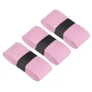 3Pcs PU Tennis Racket Grip Tape Racquet Overgrip Flat Adhesive, Pale Pink