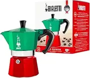 Bialetti - Moka Express Italia Collection: Iconic Stovetop Espresso Maker, Makes Real Italian Coffee, Moka Pot 3 Cups (4.3 Oz - 130 Ml), Aluminium, Colored in Red Green Silver