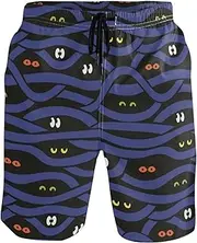 [GuoChe] Men's Beach Shorts Mistery Eyes Hallowmas All Saints' Day Quick Dry Swimwear Beach Swim Shorts Bathing Suits Mesh