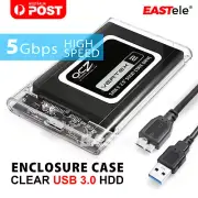 EASTele Transparent 2.5 inch USB 3.0 External Hard Drive HDD Enclosure Case SATA