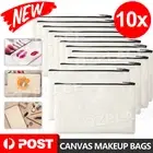 10X Canvas Makeup Bags Canvas Zipper Pouch Bags Pencil Case Blank DIY Craft Bag