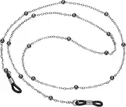 [uxcell] Eye Glasses Holders Around Neck, Black Metal Bead Eyeglasses Strap Fashion Stylish Beaded Lanyard Glasses Chain for Women Sunglasses Old Lady Glass, 1 Pcs