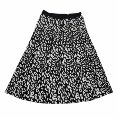 NEW NEIMAN MARCUS black animal print knit pull on skirt L