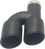 Car Exhaust tip Muffler Tail Throat Stainless Steel With Carbon Fiber Type H Black Compatible For Audi A4 A5 A6 A7 To Modify S4 S5 S6 S7(Right)