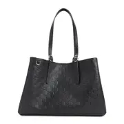 [Gucci] Gucci-Black Leather Emblem Gg Tote Bag-Donna OS OS
