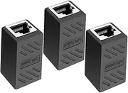 BUGUUYO Versatile 3-piece Ethernet Coupler Compatible Cat6 Cat5e Cat5 Black Connector for Network Cable Extension