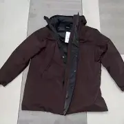 New THEORY BOND 2L Malbec Mid PARKA JACKET SIZE XL POLYESTER WOOL Brown W Tags