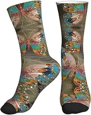[ALLiYa] Jeweled Butterflies Compression Socks For Women Men Circulation Is For Athletic Running Cycling Daily Wear