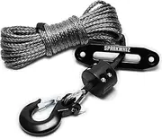 SPARKWHIZ Synthetic Winch Rope Kit, 1/4" x 50ft 10000LBS Winch Rope Line Cable with Protective Sleeve+Winch Fairlead+ Stopper+Hook for ATV UTV SUV