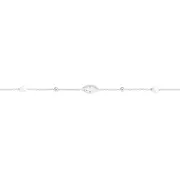 Silver 25+3cm Cz And Pearl Charms Anklet in White