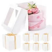 12 pcs Cake Boxes（6 Boxes & 6 Boards），10x10x10 inch Tall Cake Box with Window...