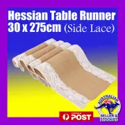 *CLEARANCE* Table Runner (10 PIECE) Hessian Burlap Wedding Lace Rustic Vintage