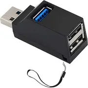SHANFEILU USB Hub 90 Degree Splitter 3 Port USB 3.0 Adapter Portable Powered Data USB Hub High Speed Transfer for PC Laptop USB Flash Drives Black