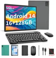 Android 14 Tablet, 10.1 inch, 16(8 + 8)GB + 128GB, with Multiple Accessories
