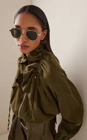 [Saint Laurent] Hyper Rimlock Aviator Sunglasses