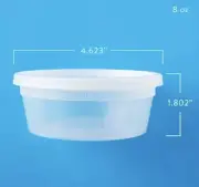 Translucent Round Deli Food /Soup Containers w/Lids Microwavable 8oz Plastic 25